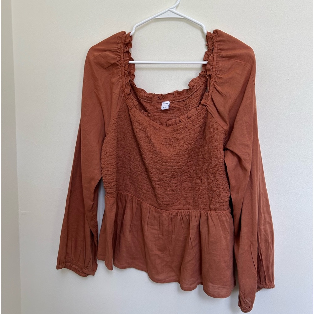 Terra cotta blouse with square neck